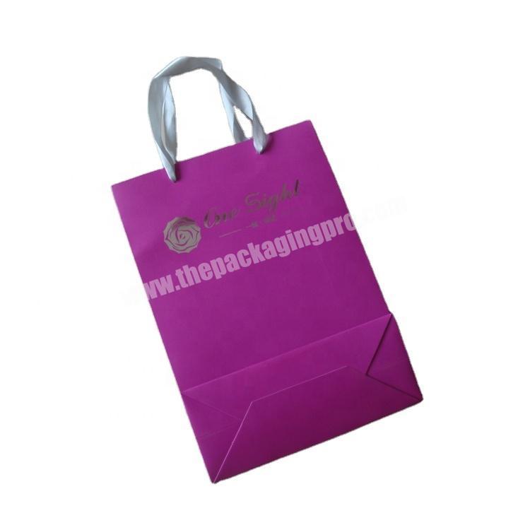 Custom Design Own Logo Print Luxury Paper Shopping Bag Ribbon Handles