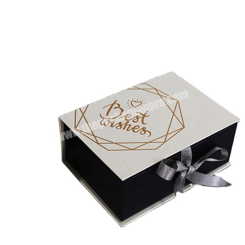 Custom Design Recyclable Material Handmade Rectangular Rigid White Black Cardboard Gift Boxes Christmas Box For Packaging