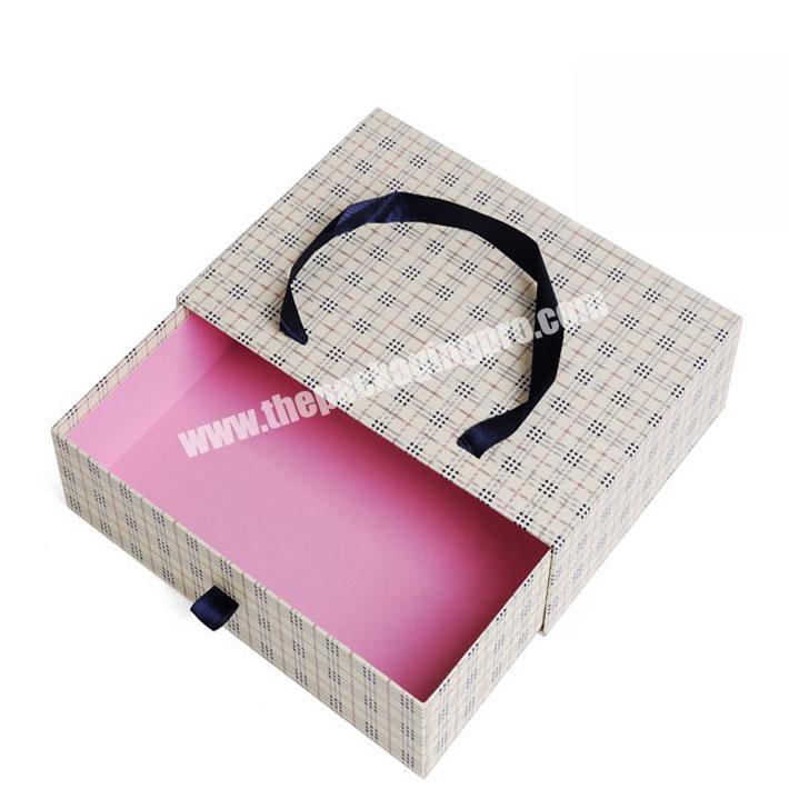 Custom design sliding drawer gift box make up box with ribbon pull