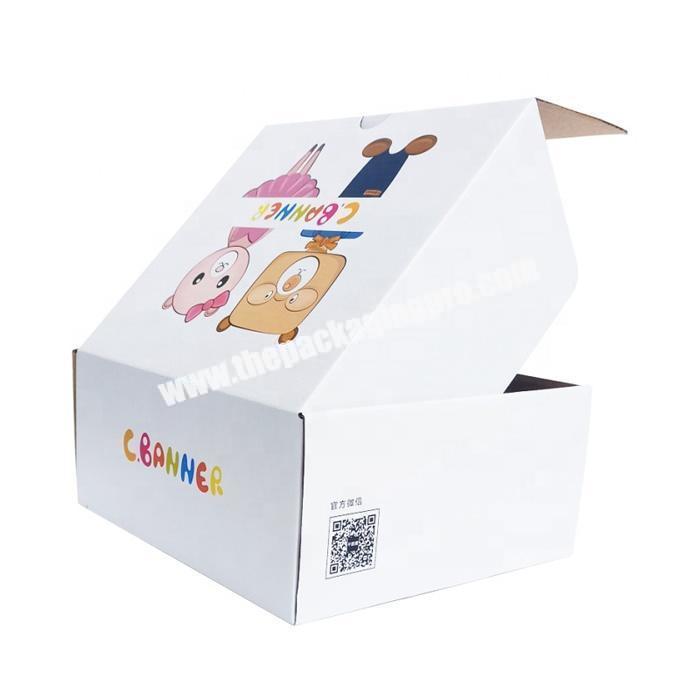 Custom design white corrugated paper mailer packaging boxes for kids shoes