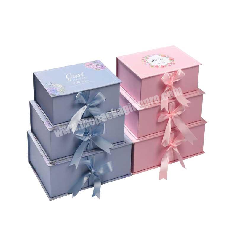 Custom diminsions ribbon closure foldable folding packaging box