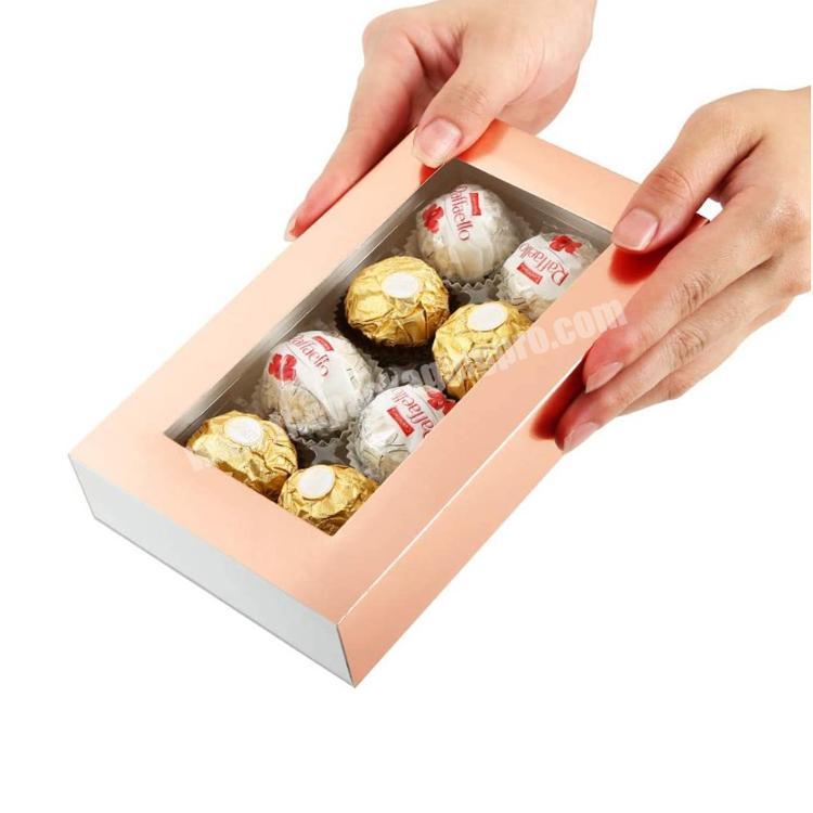 Custom drawer box packaging Chocolate Box Packaging Candy Boxes with Plastics Tray Pull Out Packing with Clear Window Sleeves