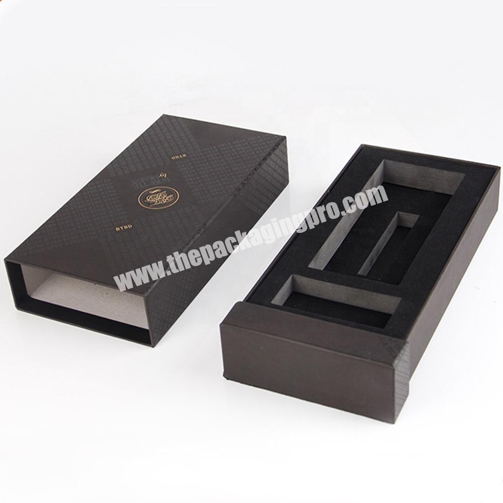 custom drawer style black paper gift box with sleeve