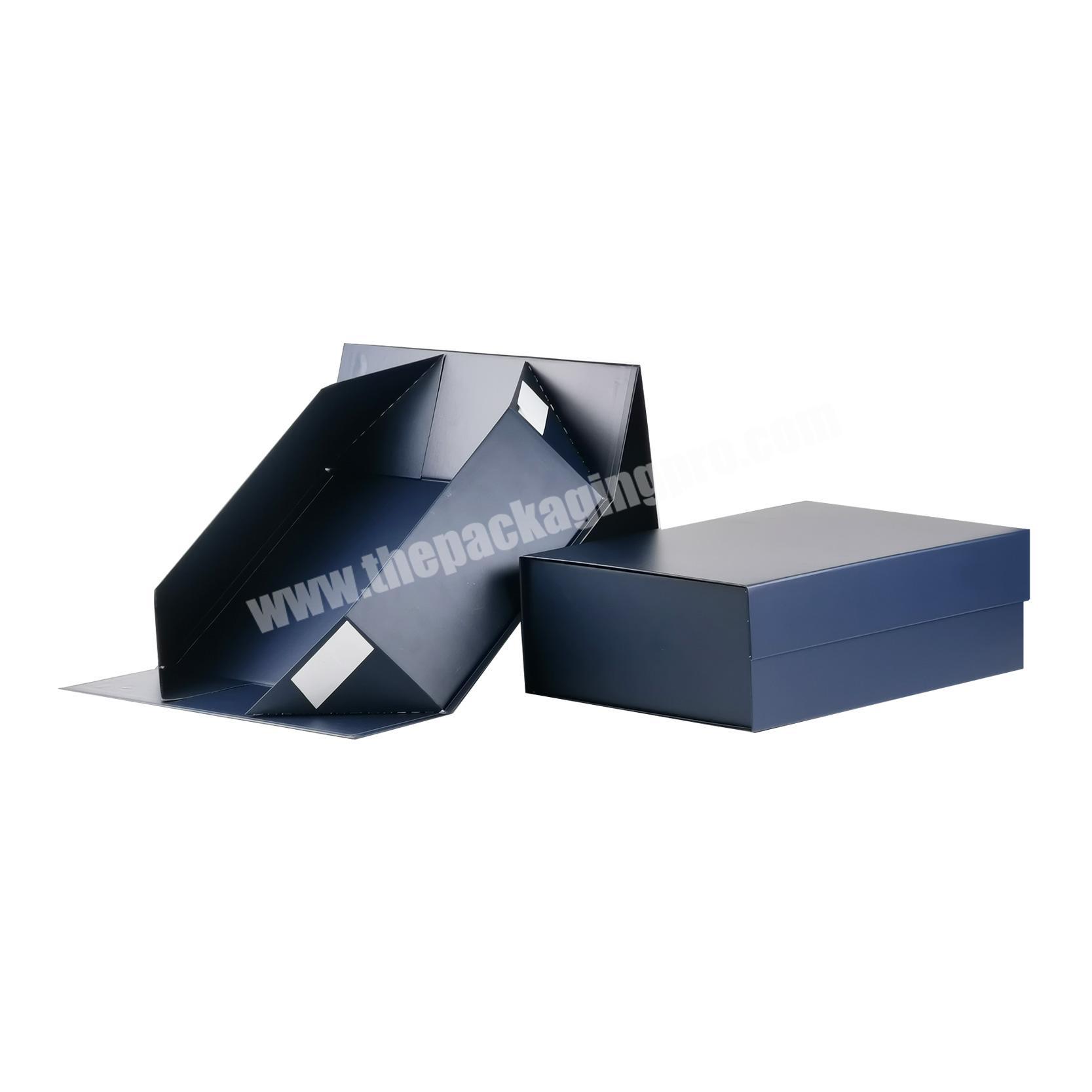 Custom easy fold design packaging deep blue folded magnet gift boxes