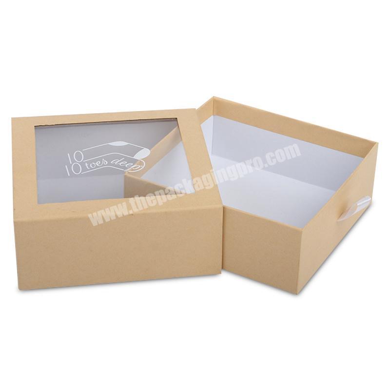 Custom Eco Friendly Recycle Drawer Paper Gift Box With Clear PVC Window