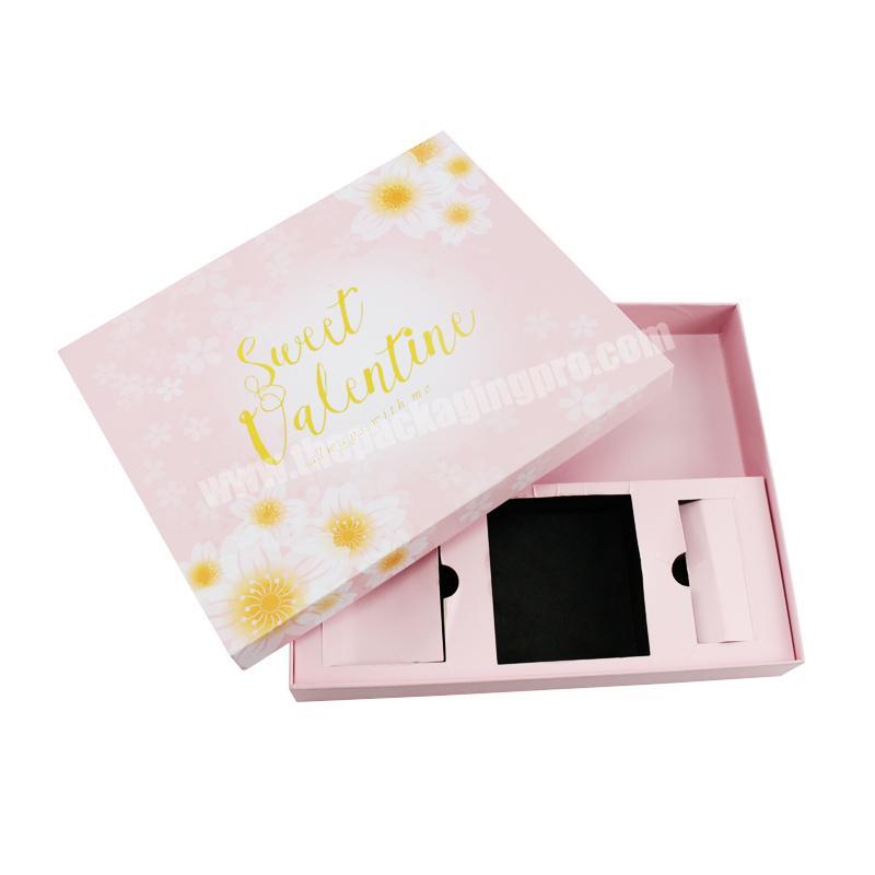 custom Elegant beauty packaging box cardboard lid and base box with inner tray