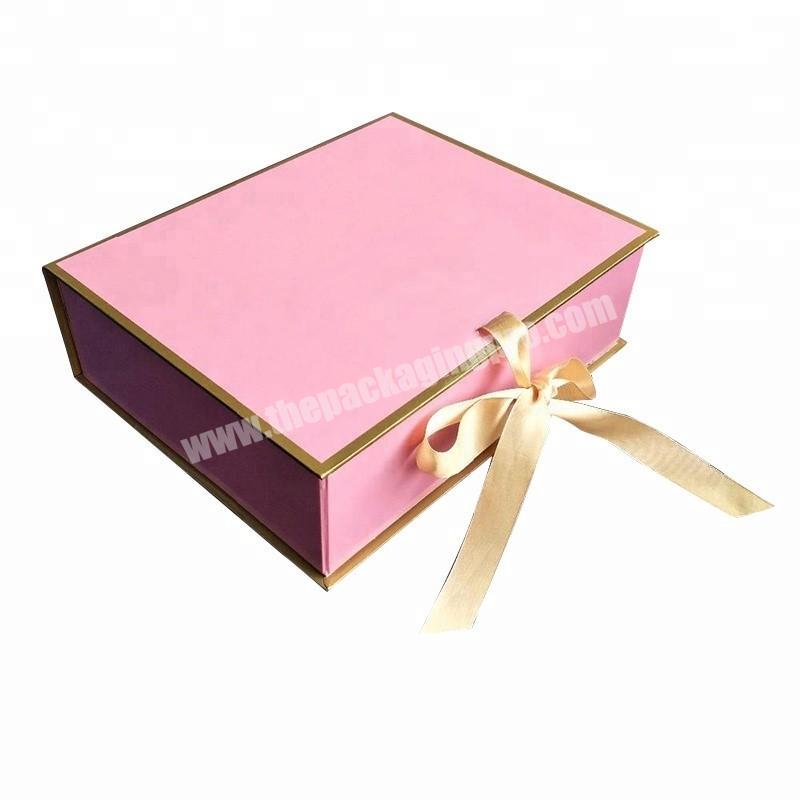 Custom elegant pink and marble paper folding hair extension packaging gift box