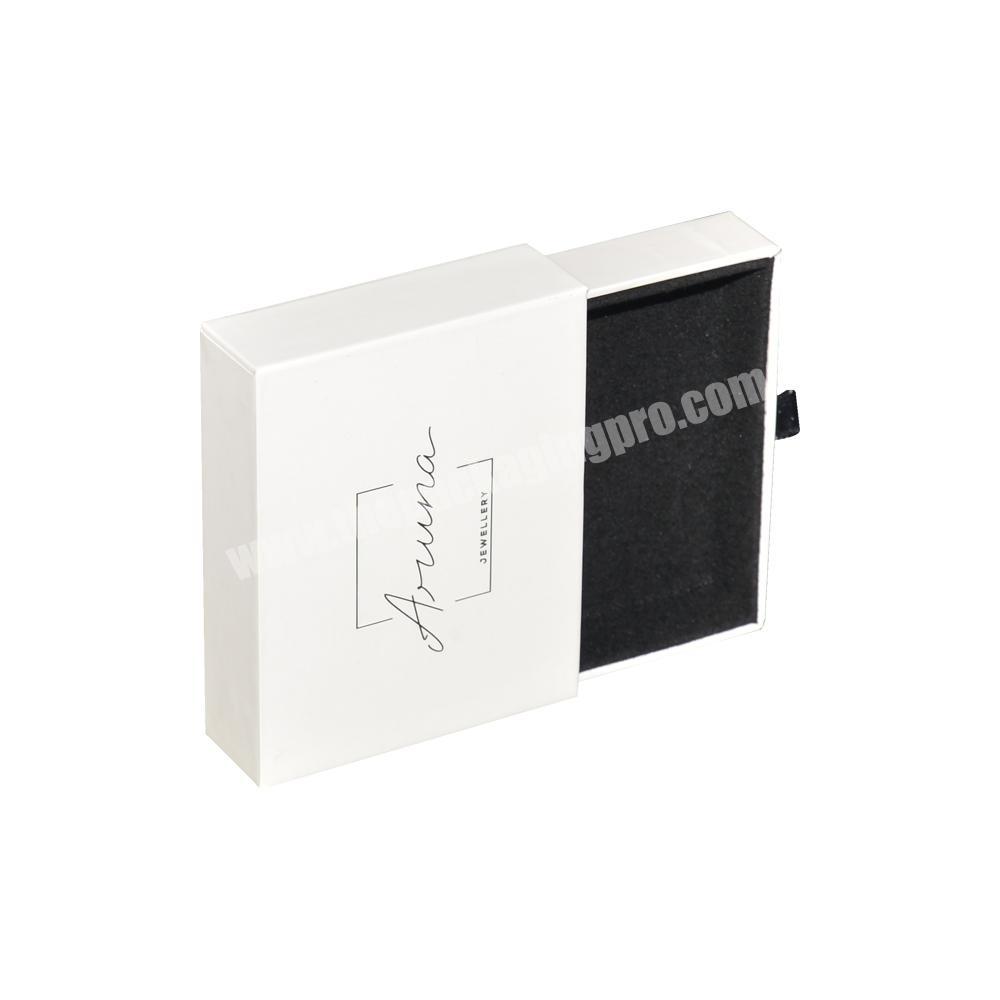 Custom Embossed Logo Cardboard Jewelry Box, White Cardboard Jewelry Box With Velvet Liner