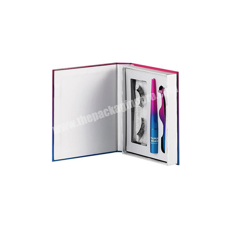Custom empty book shape magnetic eyelashes set paper packaging gift box for lashes