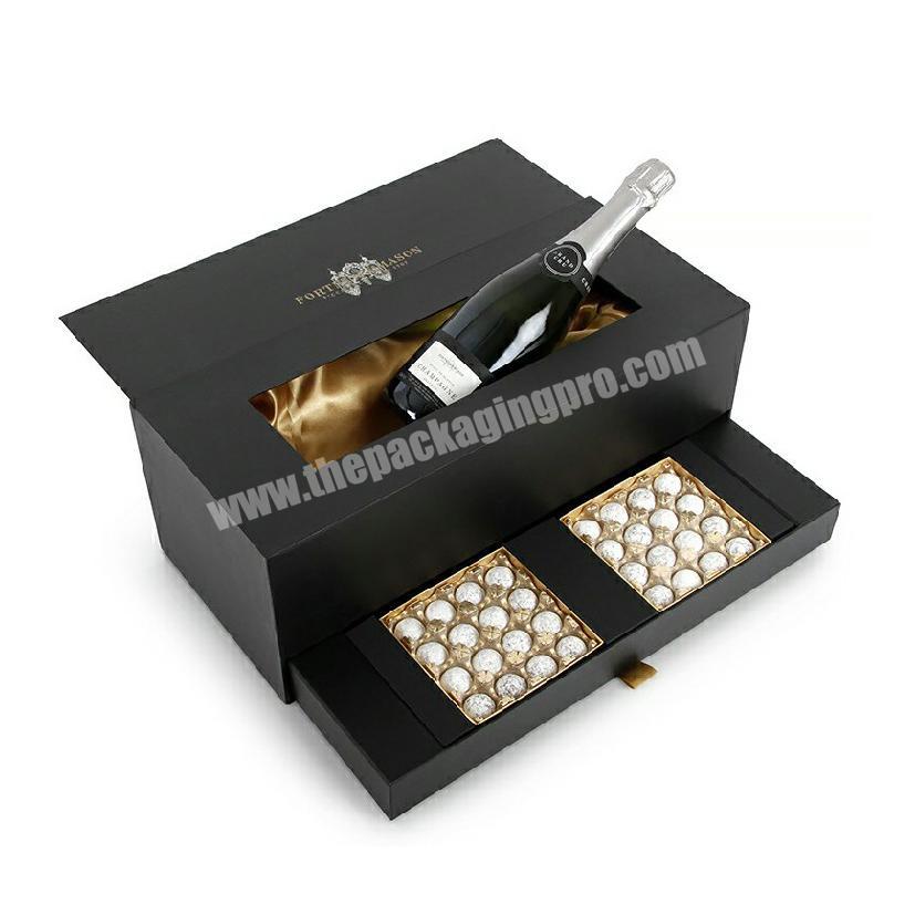 custom empty deluxe matt black champagne and chocolate truffles packaging cardboard paper box