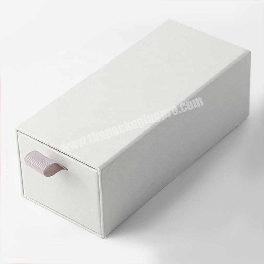 custom empty white eyelash packaging box with sleeve and ribbon