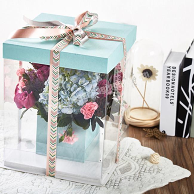 Custom European wedding favor folding transparent flower gift box