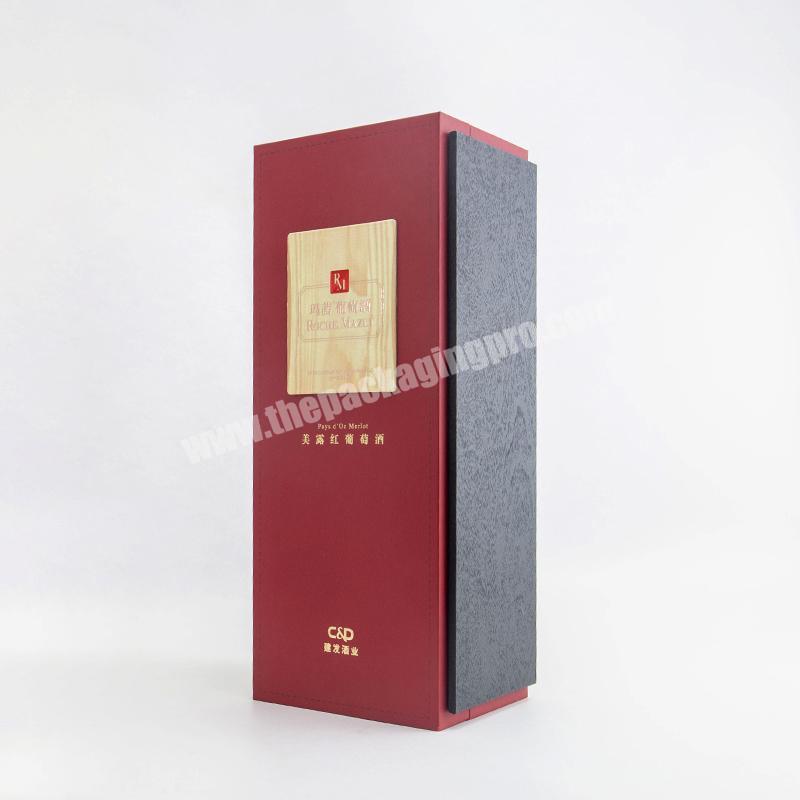 Custom EVA Insert Single Whisky Wine Champagne Bottle Glass Packaging Gift Box With Foil Logo