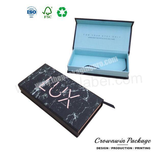 Custom Eyelash Marble Paper Gift Box With Ribbon CrownWin Packaging