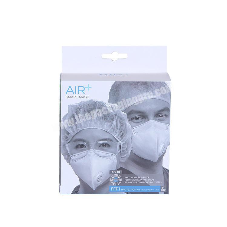 Custom facial KN95 mask paper disposable folding box with EURO hole