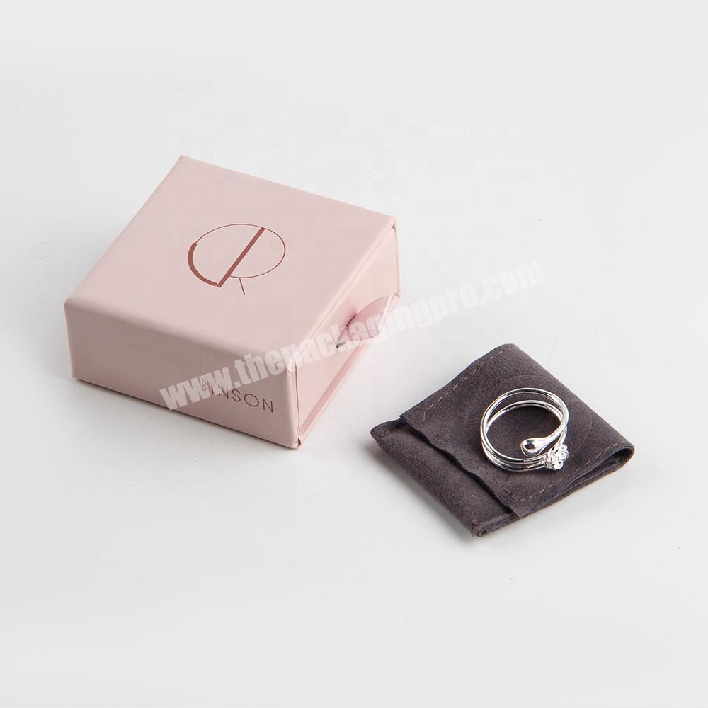 custom fancy hot paperboard pink slide out jewelry ring box with ribbon