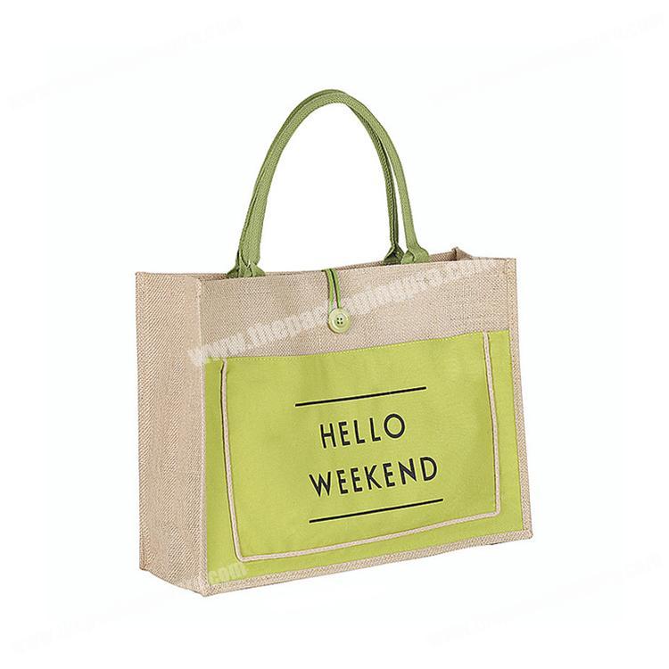 Custom Fashion Environmentally Portable Composite Waterproof Tote Jute Shopping Bag