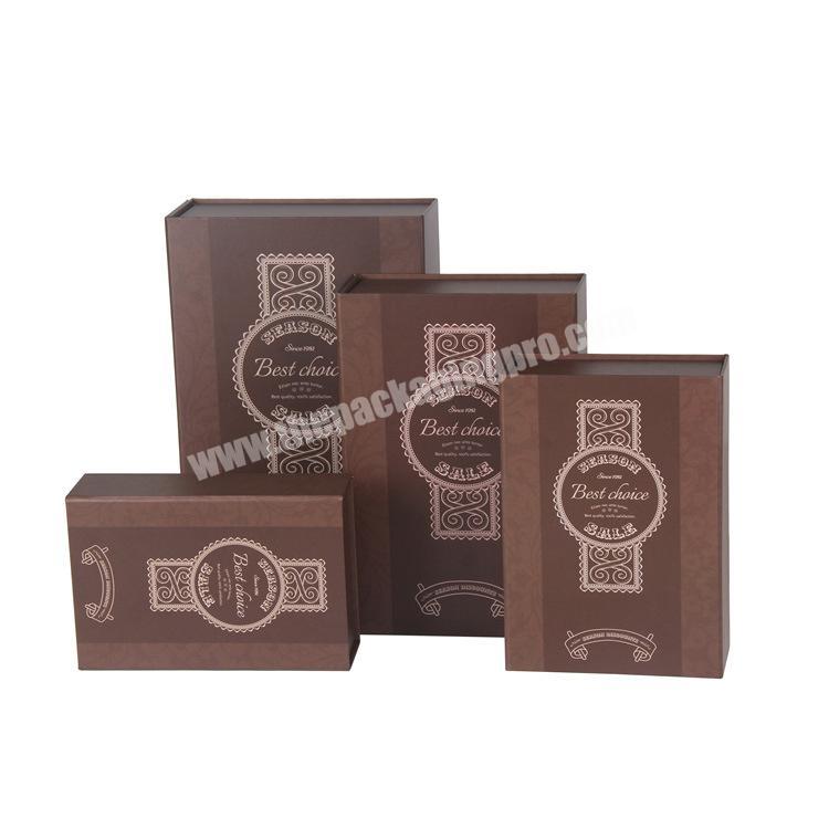 Custom flat folding cardboard luxury gift packaging brown magnetic watch box