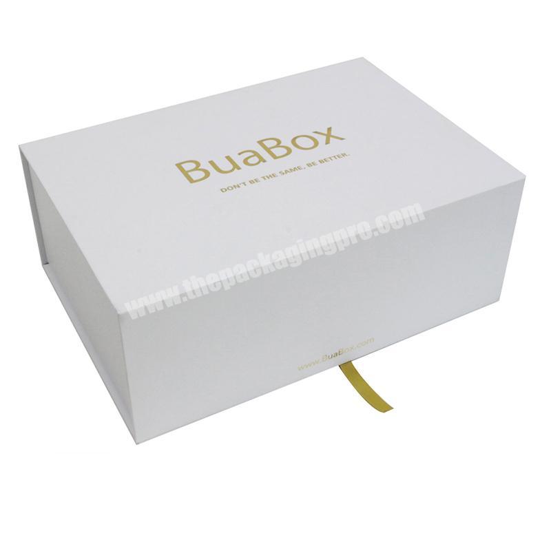 Custom Flat Folding Cardboard Luxury Gift Packaging white magnetic box