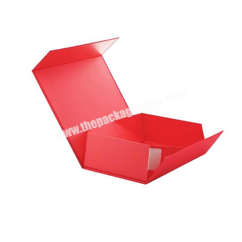 Custom flat folding magnetic red magnetic lid closure luxury gift packing box