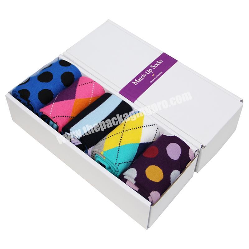 Custom flat pack color printing luxury clothing christmas socks packaging box