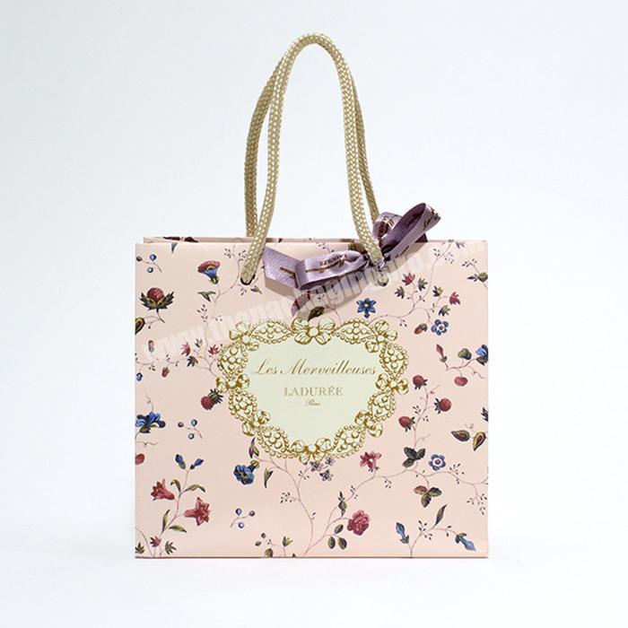 custom floral pattern famous brand paper bag for bakery