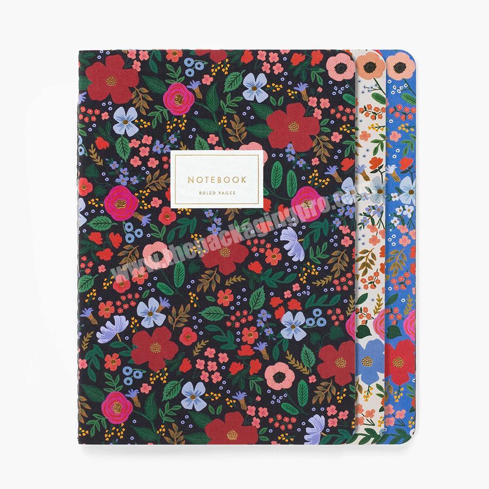 Custom Floral Printed OEM 3 Pack Stitched Binding Planner School Exercise Notebook Set Lined Paper Diary