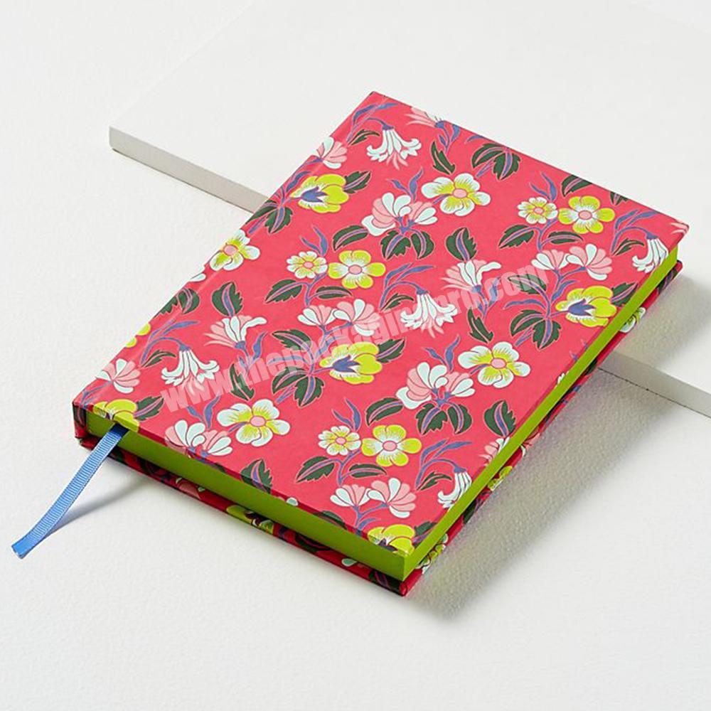 Custom Floral Printing Student Hardcover Painted Color Edges Lined Notebook