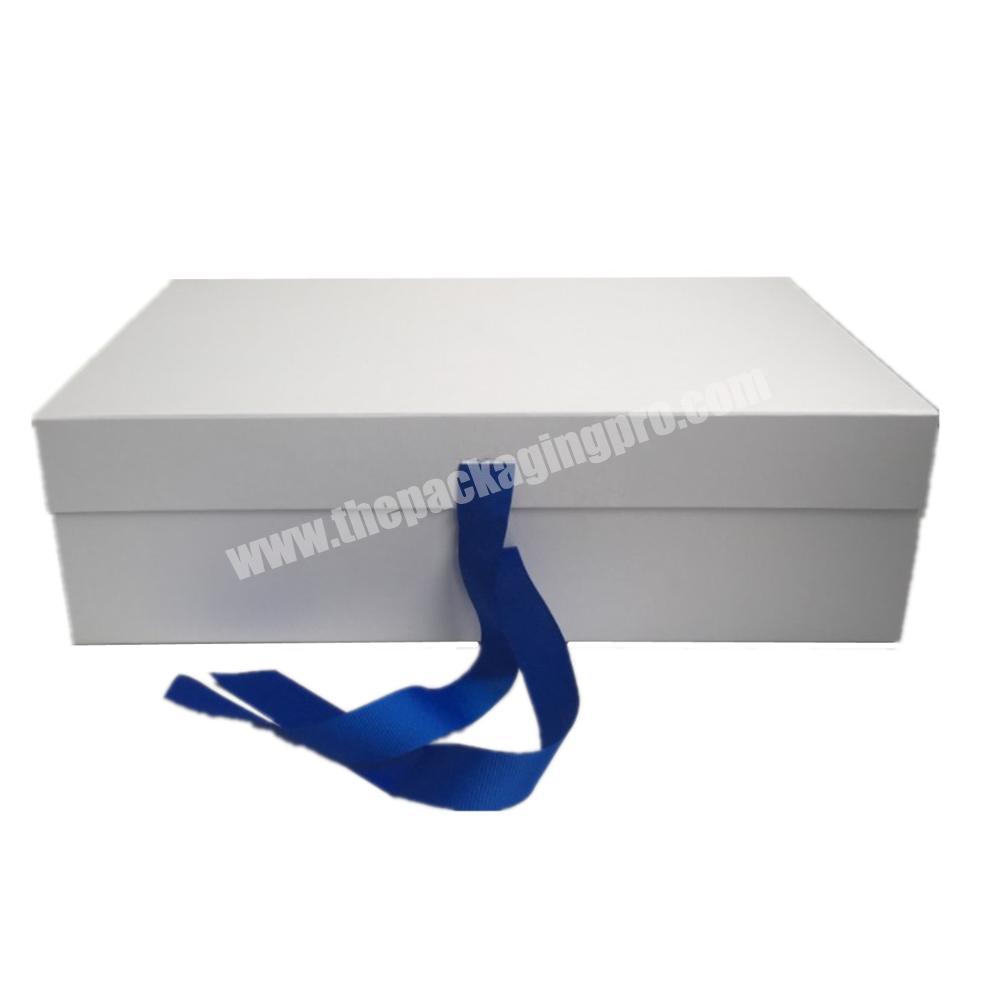 Custom foldable collapsible magnetic hair extension wig gift box with silk ribbon