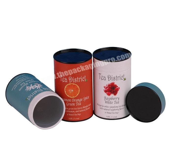 Custom Food Grade Tea Ball Tea Bag Packaging Round Cans Composite Paper Tube with Tinplate Lid