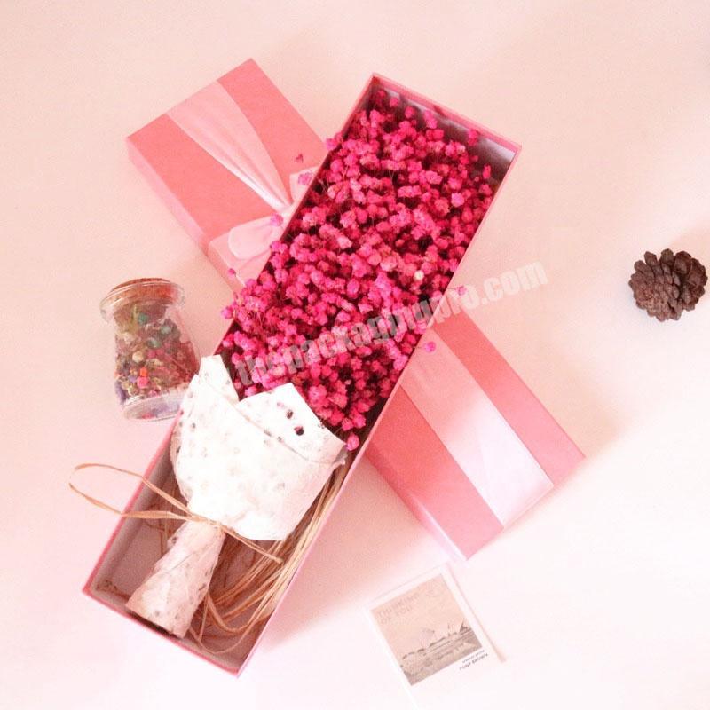 Custom Full-Color Printing Bouquet Paper Cardboard Flower Box Long Stem Roses Packing Boxes For Fresh Rose