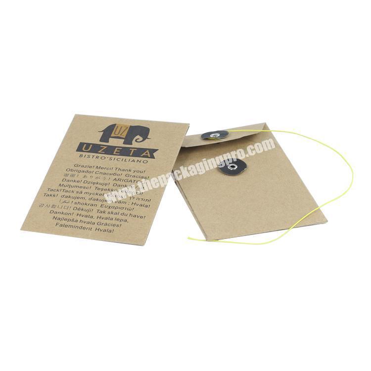 Custom gift card packaging kraft paper envelope for wholesale