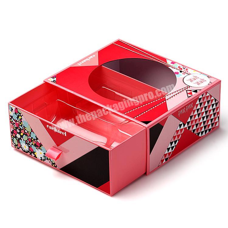 custom gift drawer paper box packaging with window