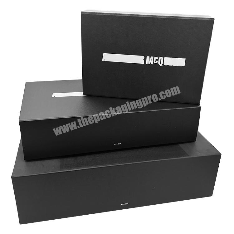 custom gift packaging luxury matte black folding paper box with magnetic closure