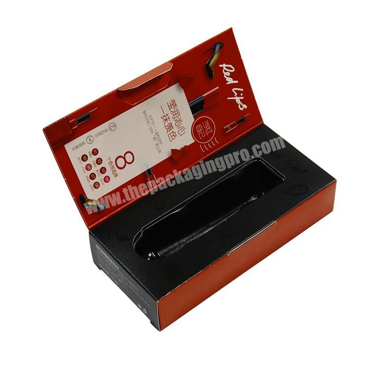 Custom glossy cardboard lip gloss boxes packaging with black eva insert