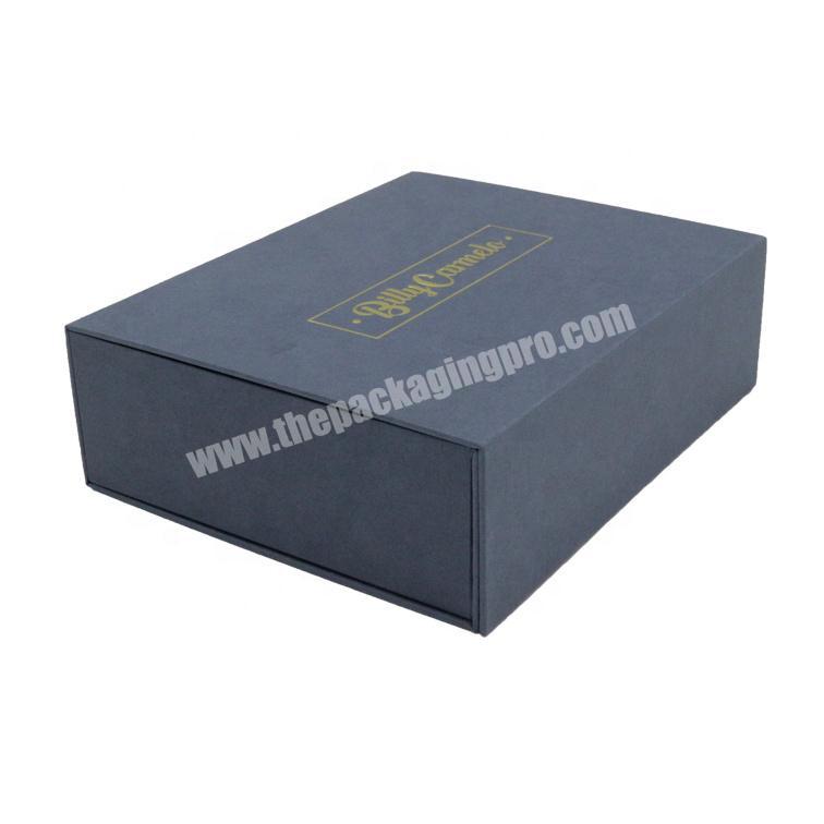 Custom gold foil logo printing luxury magnetic closure foldable box packaging for clothing