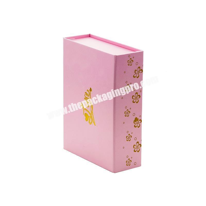 Custom gold foil logo printing pink magnetic paper boxes for gift pack
