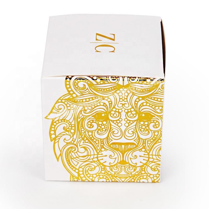 Custom gold foil white paper glass metal soy wax candle cup bottle packaging boxes luxury