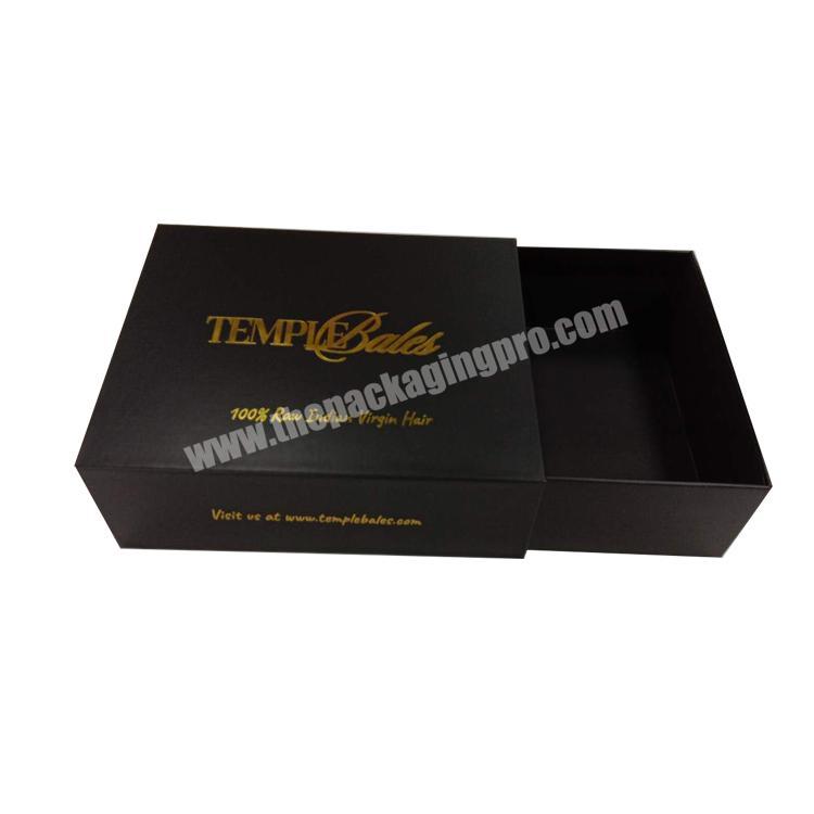 Custom golden logo Drawer Box Wig Packaging Hair Extension Box