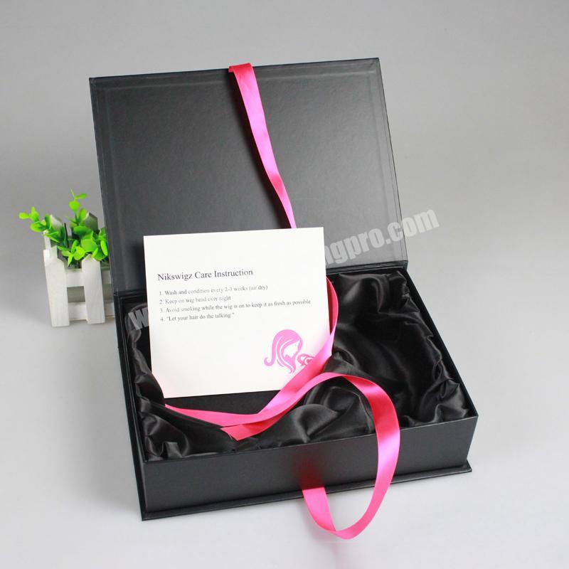 Custom Hair Extension Packaging Box Logo Matt Lamination Packaging Magnetic Closure Boxes Gift Box With Handles