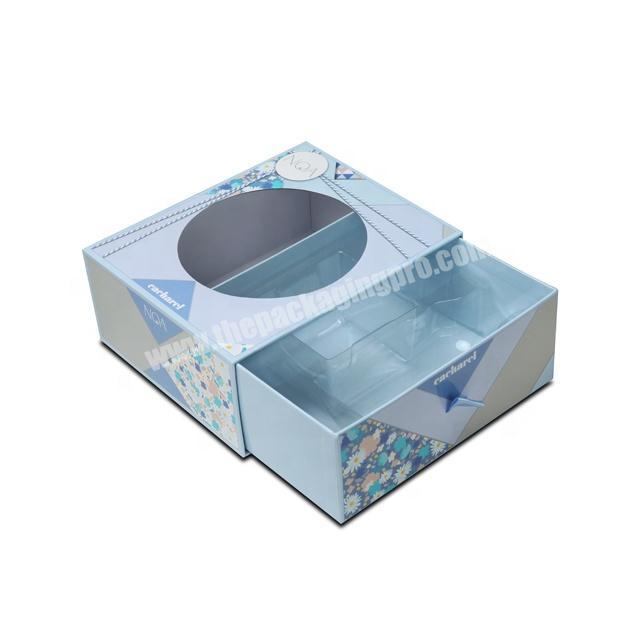 Custom Handmade Cosmetic skin care product Packaging Drawer Box With PET Window  Satin Line