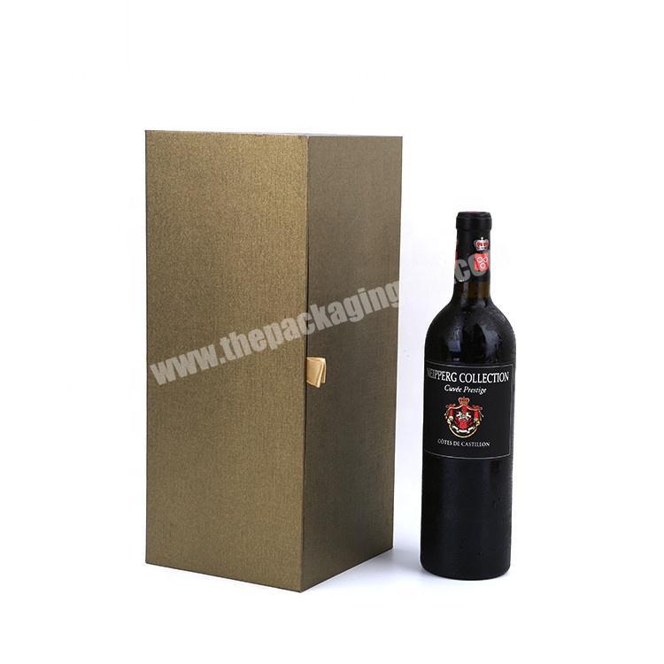 Custom Handmade Logo Hot Stamping Clamshell Paper Packaging Single Bottle Wine Gift Box