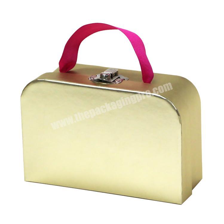 Custom handmade paper cardboard suitcase gift box with handle