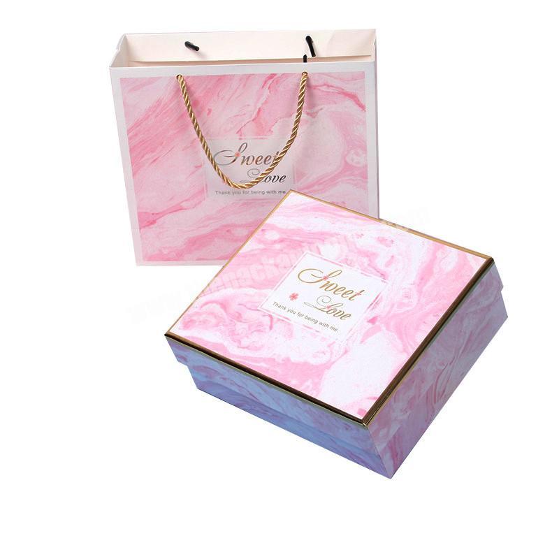 custom handmade recycle small pink cardboard paper packaging gift box set with base and lid
