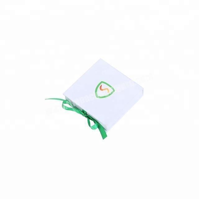 custom handmade white jewelry gift box with ribbon closure