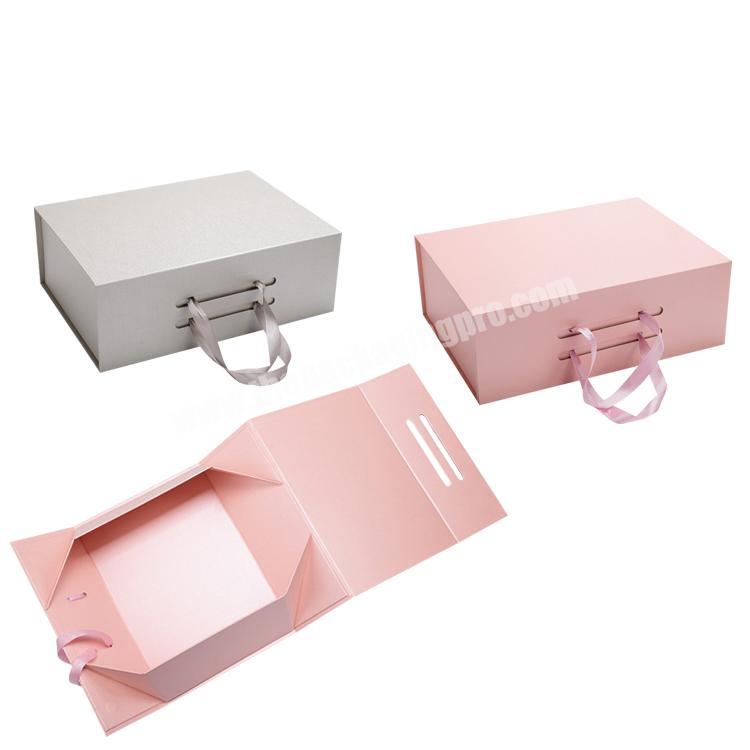 Custom Handmadeb Elegant Wedding Dress Cardboard Flat Folding Gift Box Packaging With Ribbon