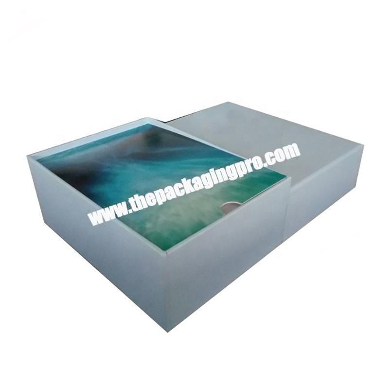Custom hard cardboard paper packaging box slide closure clamshell gift box