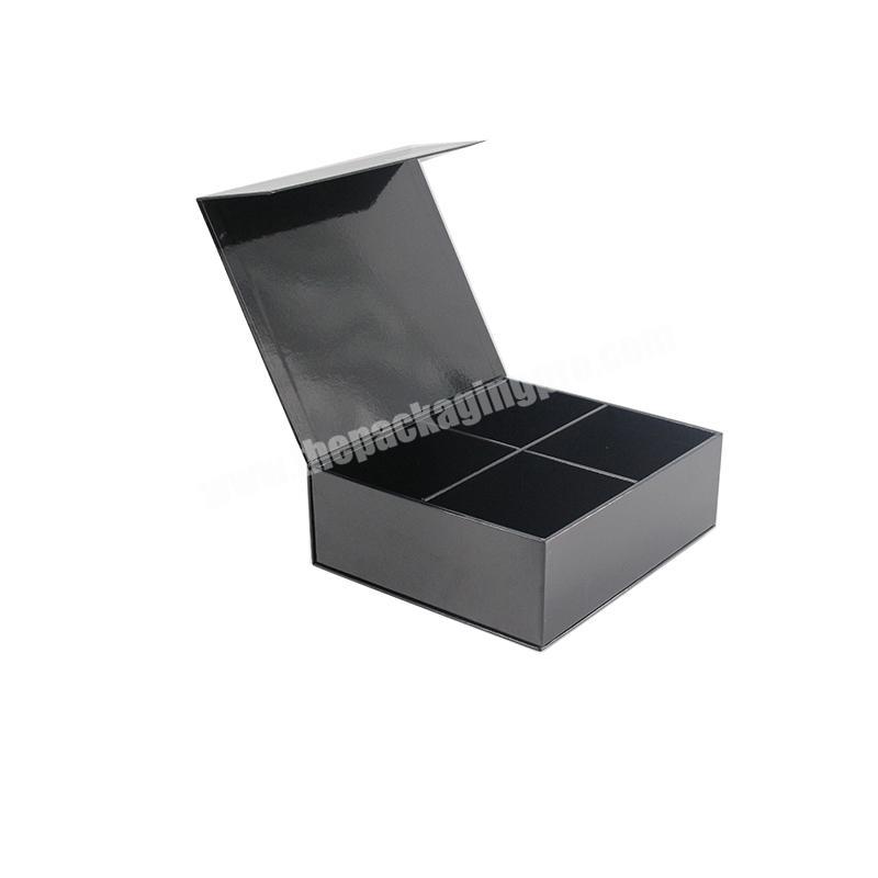 Custom High-end Glossy Black Magnet Box Paper Packaging Cardboard Gift Box Magnetic
