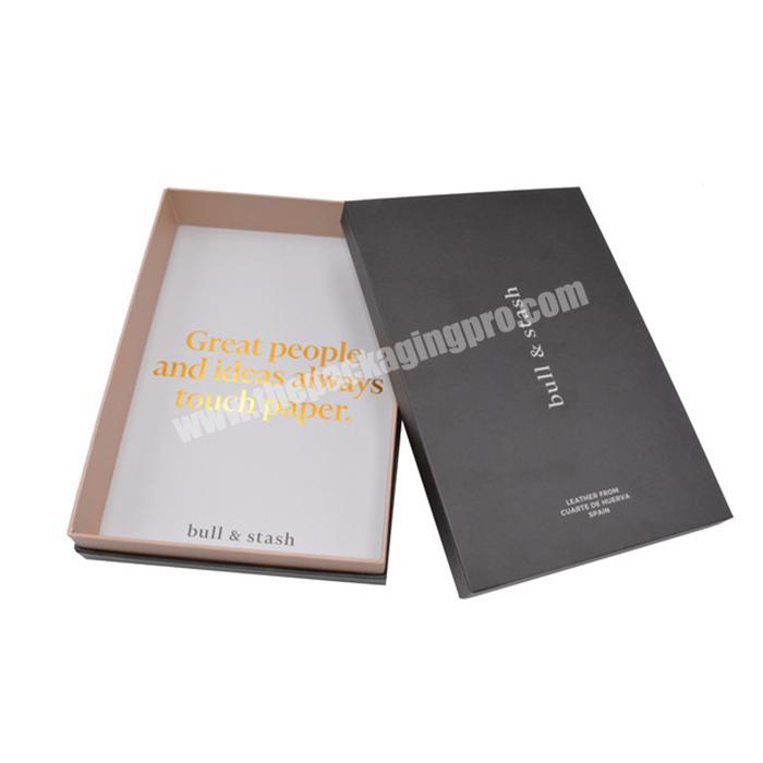 Custom high-end note book paper box rigid cardboard packaging men's shirt clothing gift box with lid
