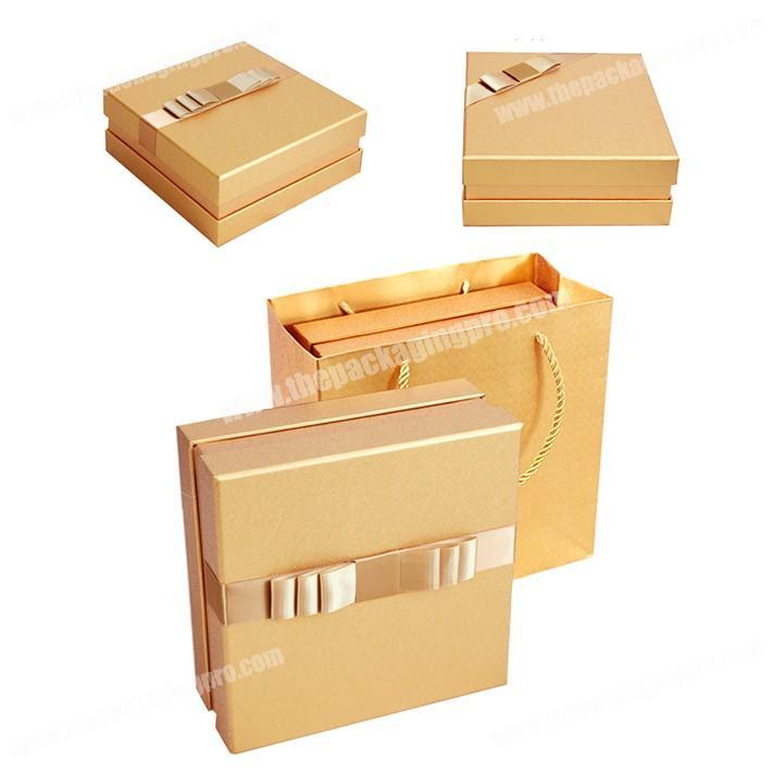 Custom high grade fancy gold paper printed logo silk satin insert luxury waterproof packaging gift box with lid